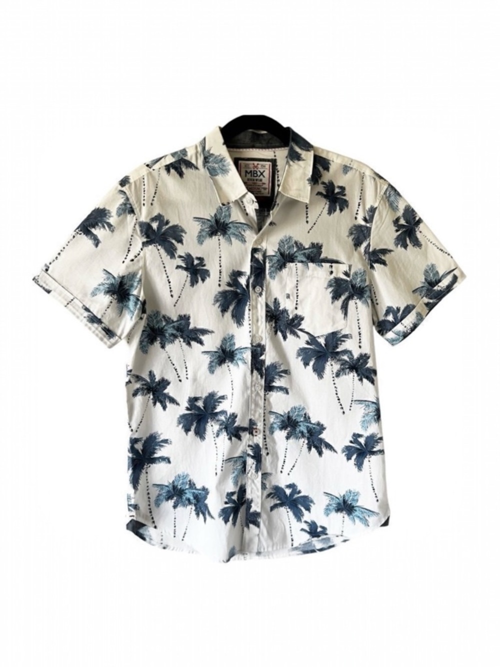 MBX Men’s Short Sleeve Slim Fit Tropical Button Down Shirt Size Medium